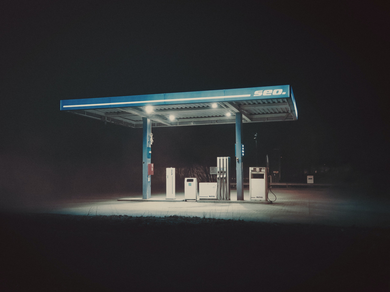 gas station at night
